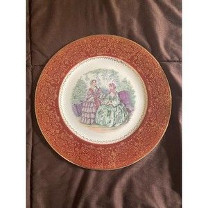 Vintage Century by Salem 23 Karat gold plate with two women red rim made in USA